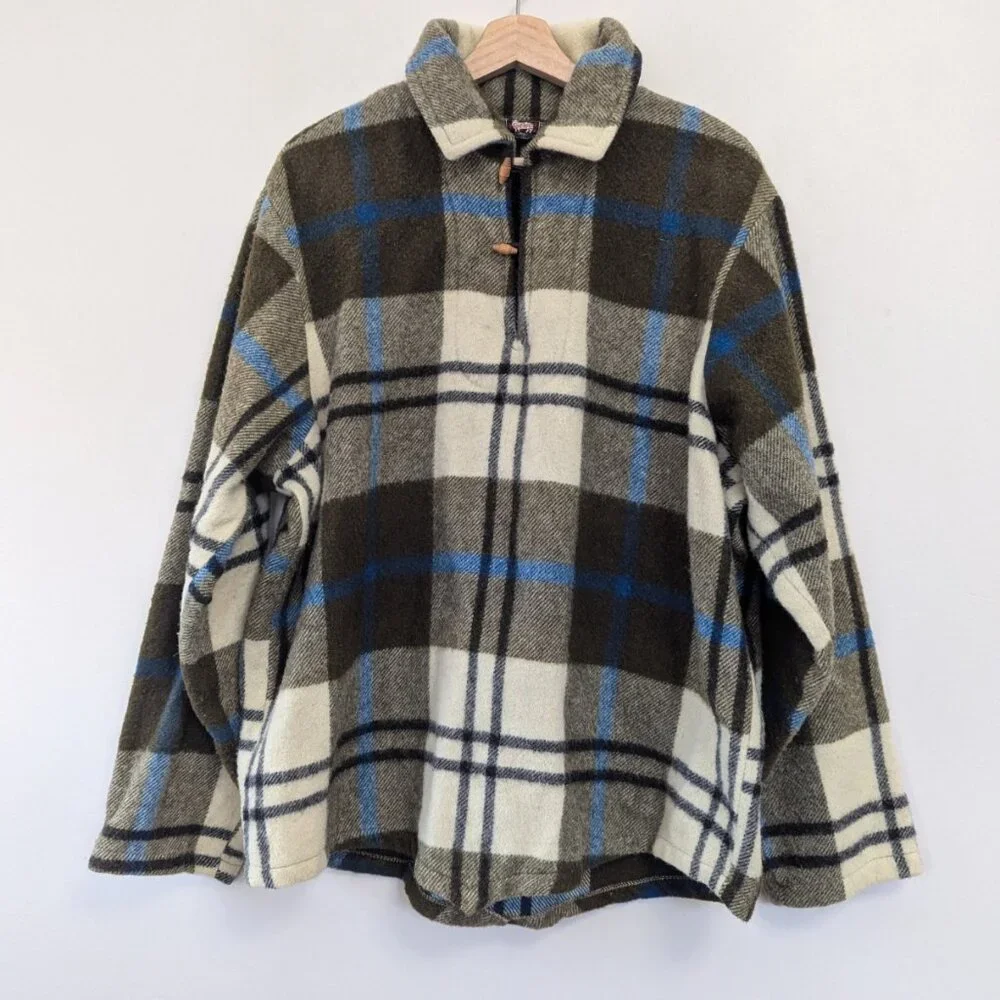 Vintage 50s Woolrich Pull Over Plaid Jacket Wool USA Hunting‎ Retro XL